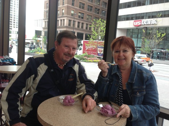 Dee and Jerry enjoying their favorite ice cream-Graetor's of Cincinnati