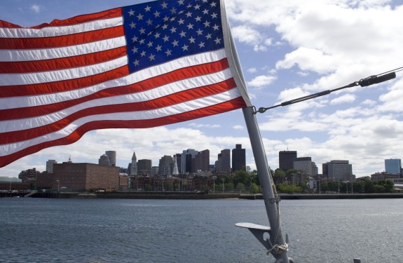 Boston_landscape_american_flag