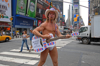The famous Naked Cowboy of Times Square